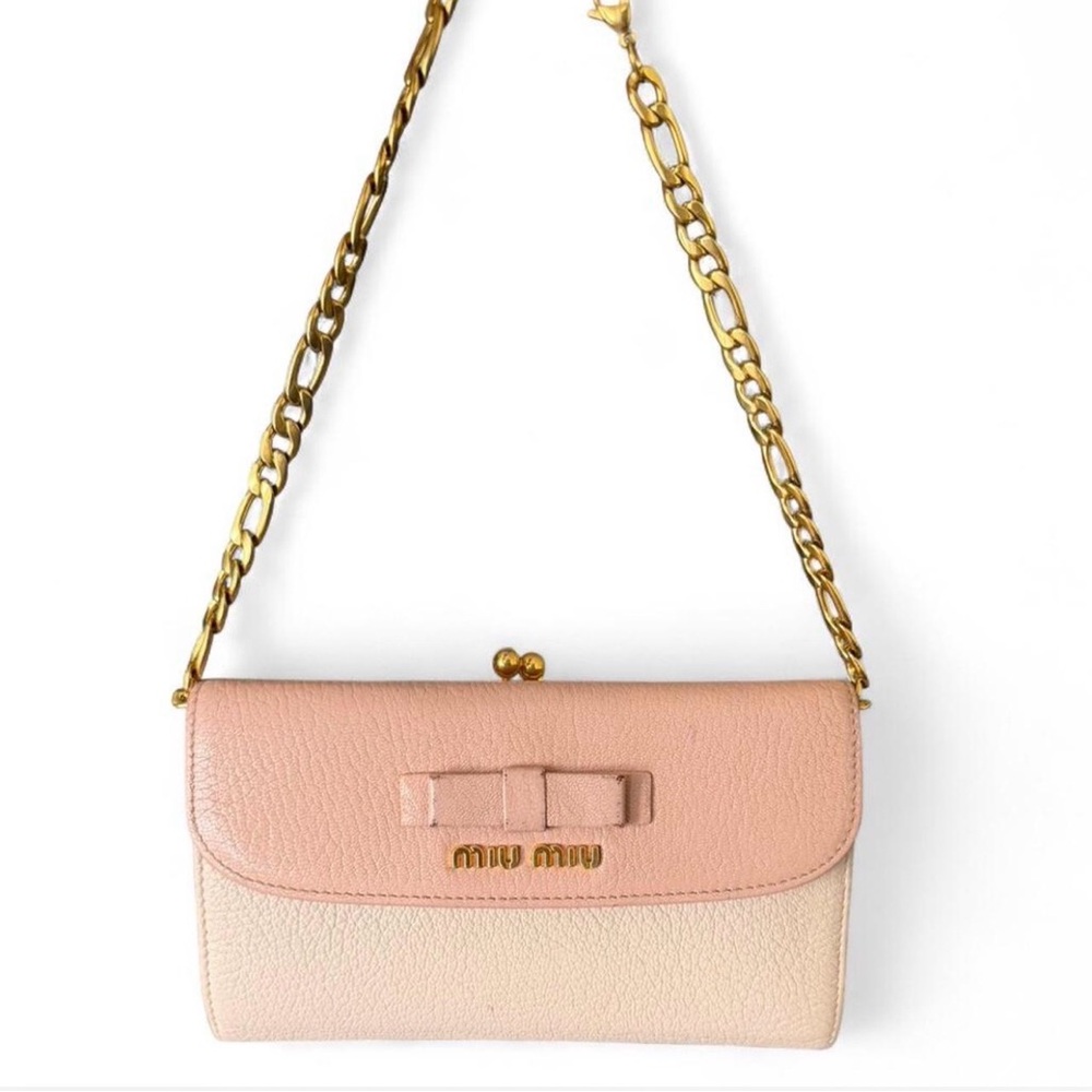 Miu Miu Blush and Ivory Leather Wallet